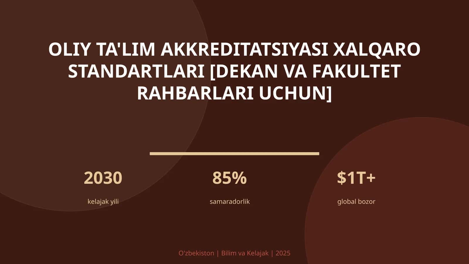Oliy ta'lim akkreditatsiyasi xalqaro standartlari [dekan va fakultet rahbarlari uchun]