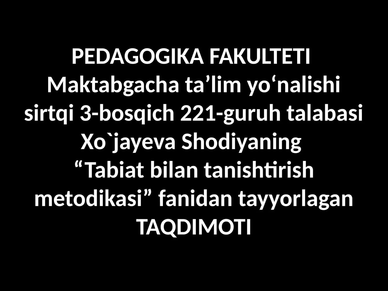 Tabiat bilan tanishtirish metodi