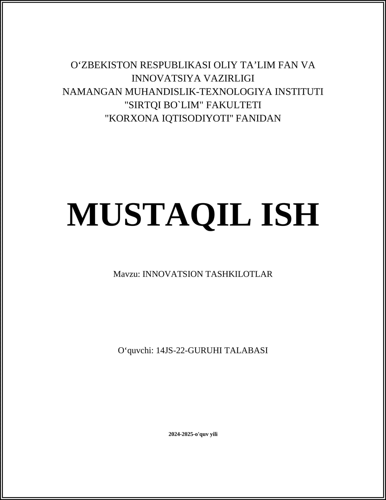 INNOVATSION TASHKILOTLAR