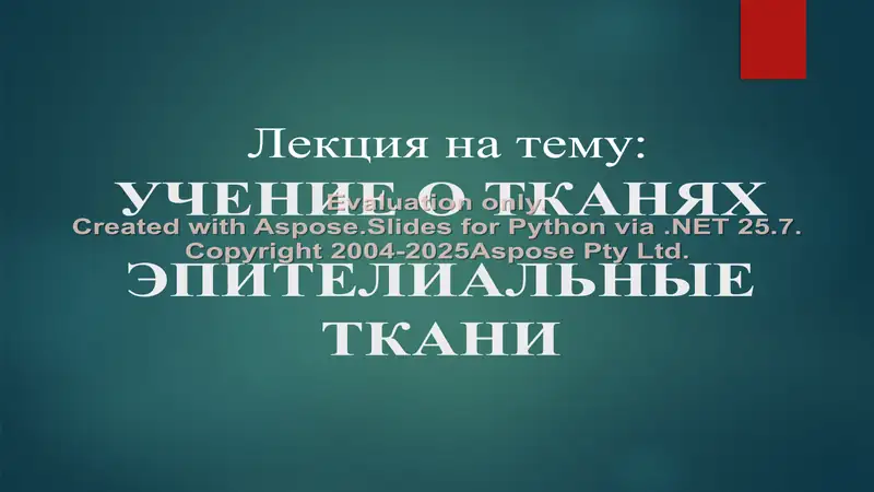 УЧЕНИЕ О ТКАНЯХ