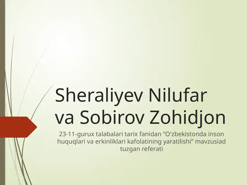 O'zbekistonda inson huquqlari va erkinliklari kafolatining yaratilishi