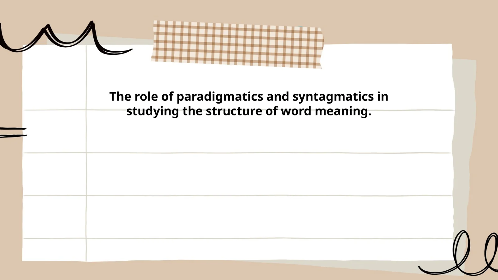 Paradigmatic Relations in Lexical Semantics