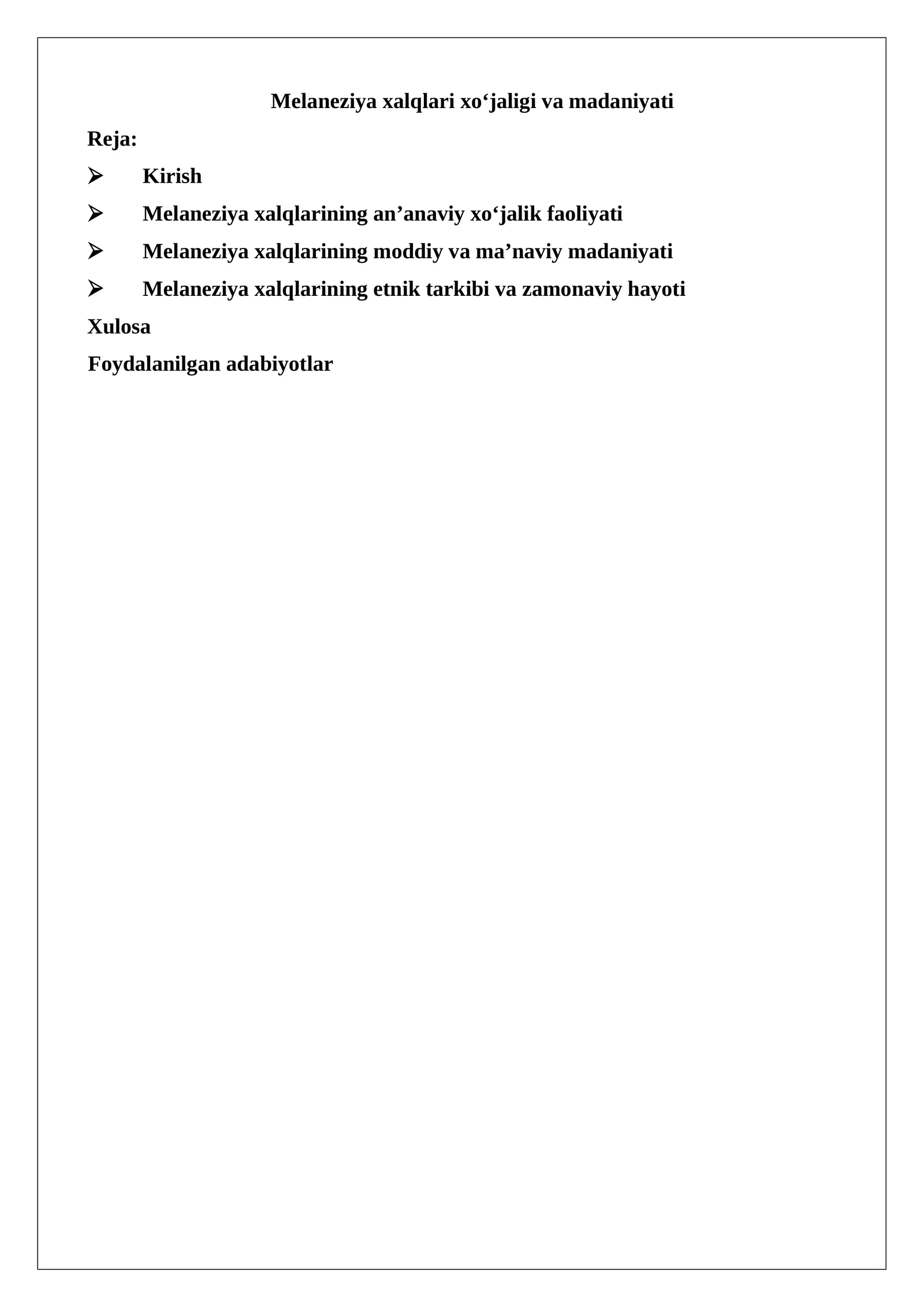 Melaneziya xalqlari xoʻjaligi va madaniyati