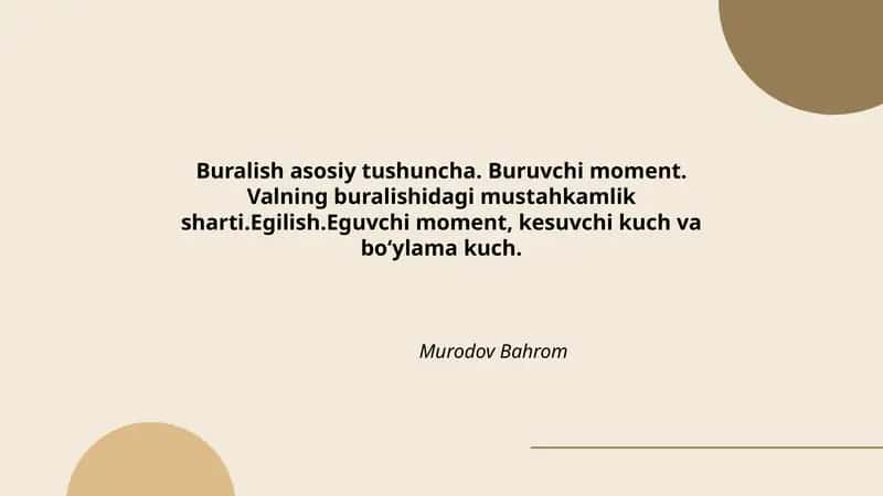 Buralishning asosiy tushunchalari