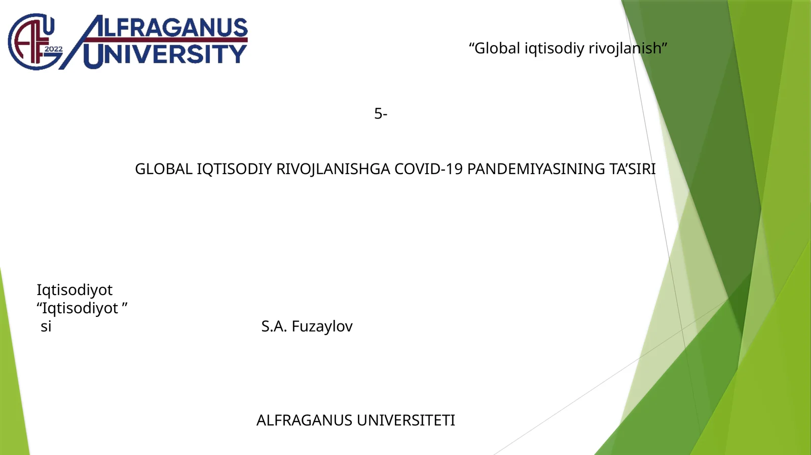 Global iqtisodiy rivojlanish