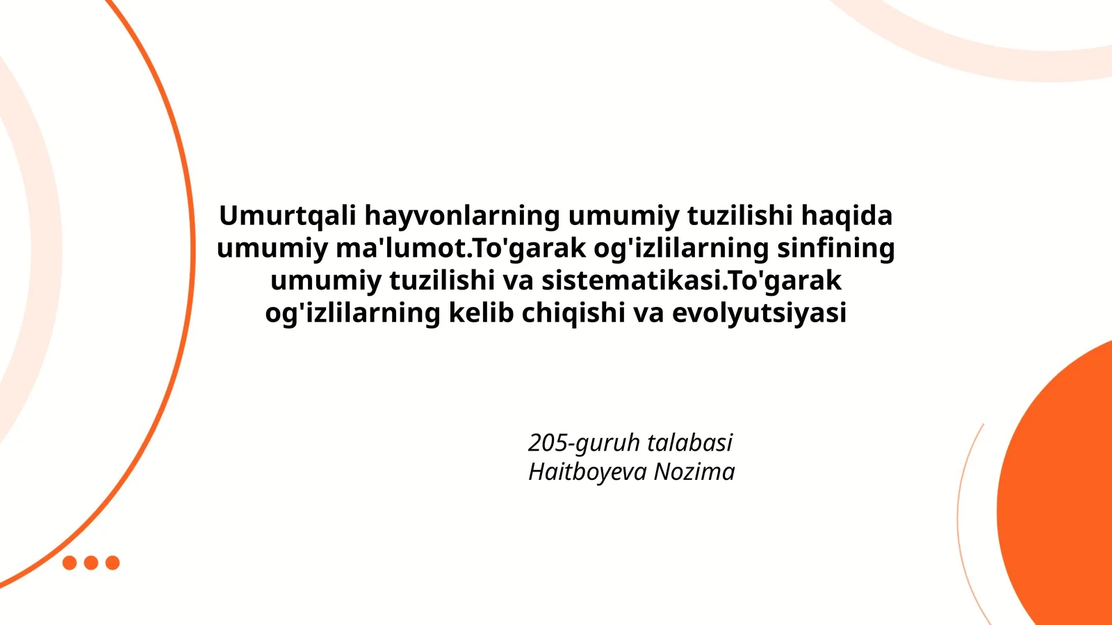 Umurtqali hayvonlarning umumiy tuzilishi