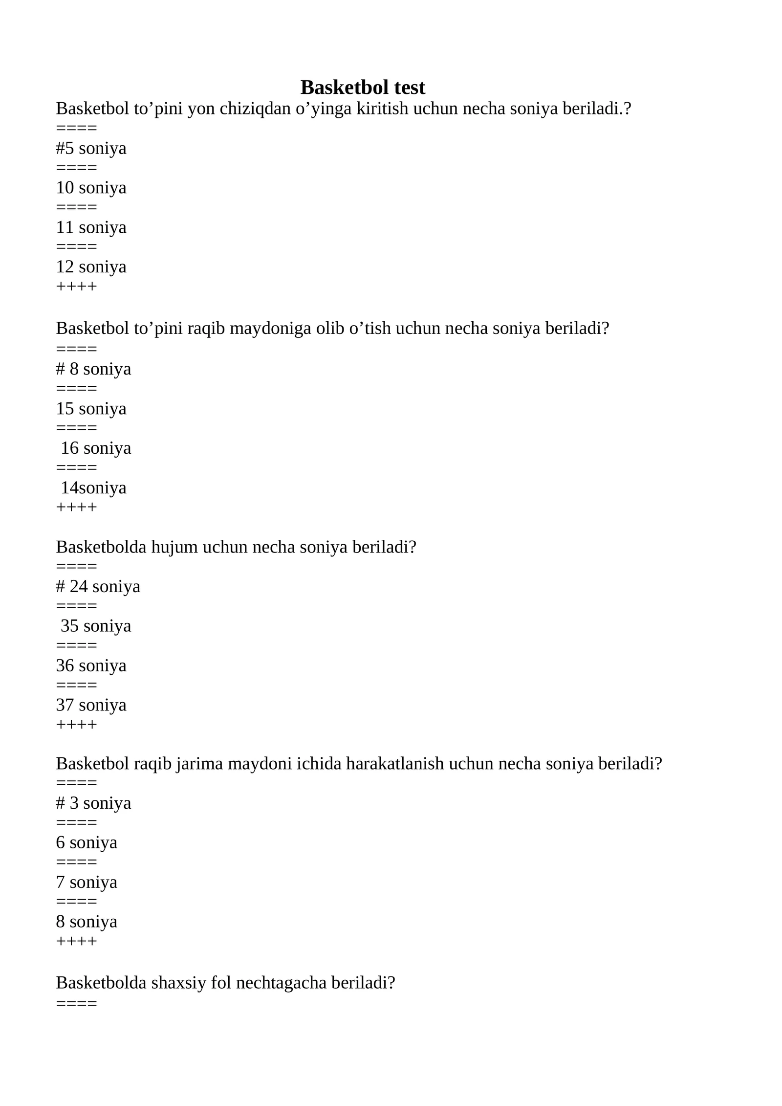 Basketbol test