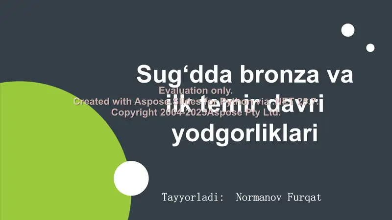 Sug‘dda bronza va ilk temir davri yodgorliklari