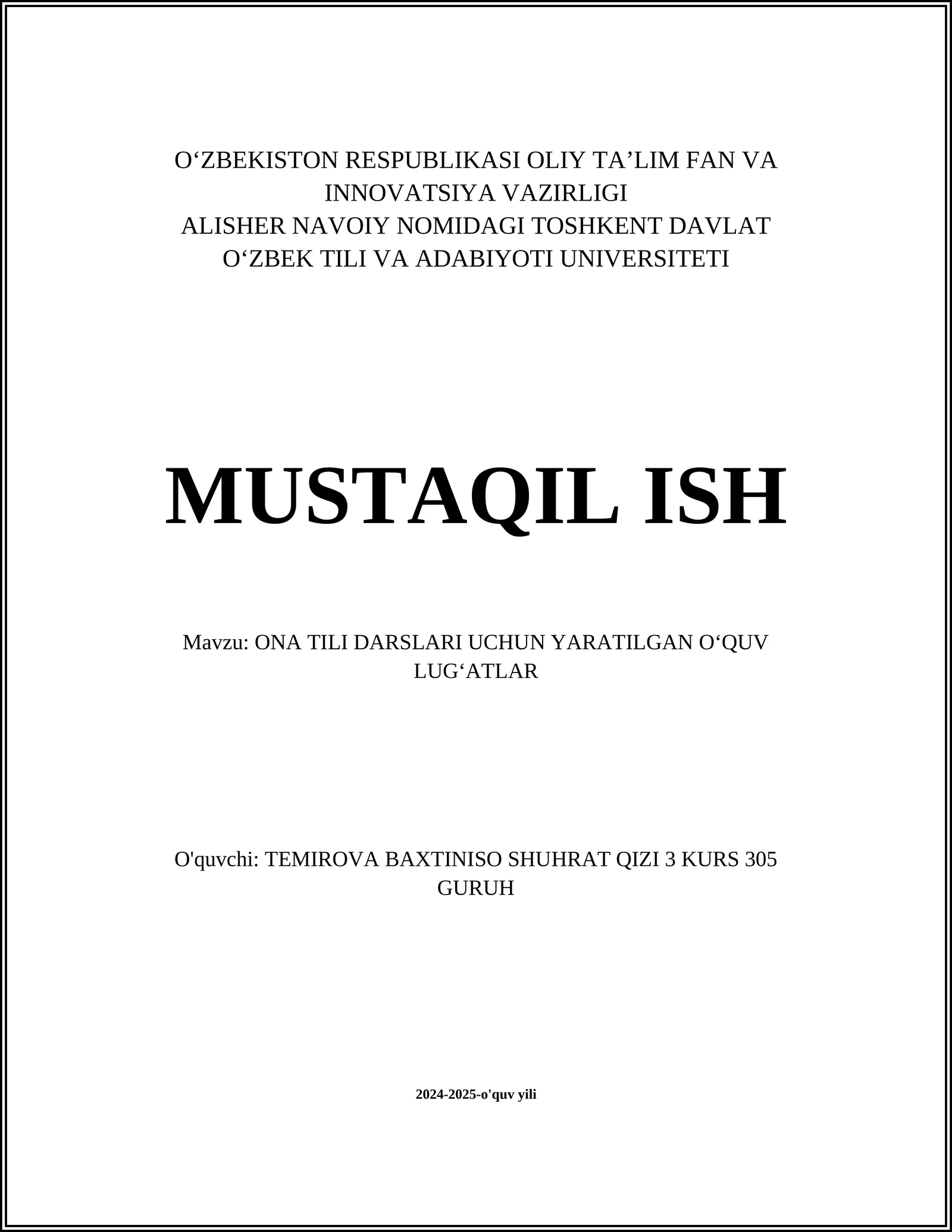 ONA TILI DARSLARI UCHUN YARATILGAN OʻQUV LUGʻATLAR