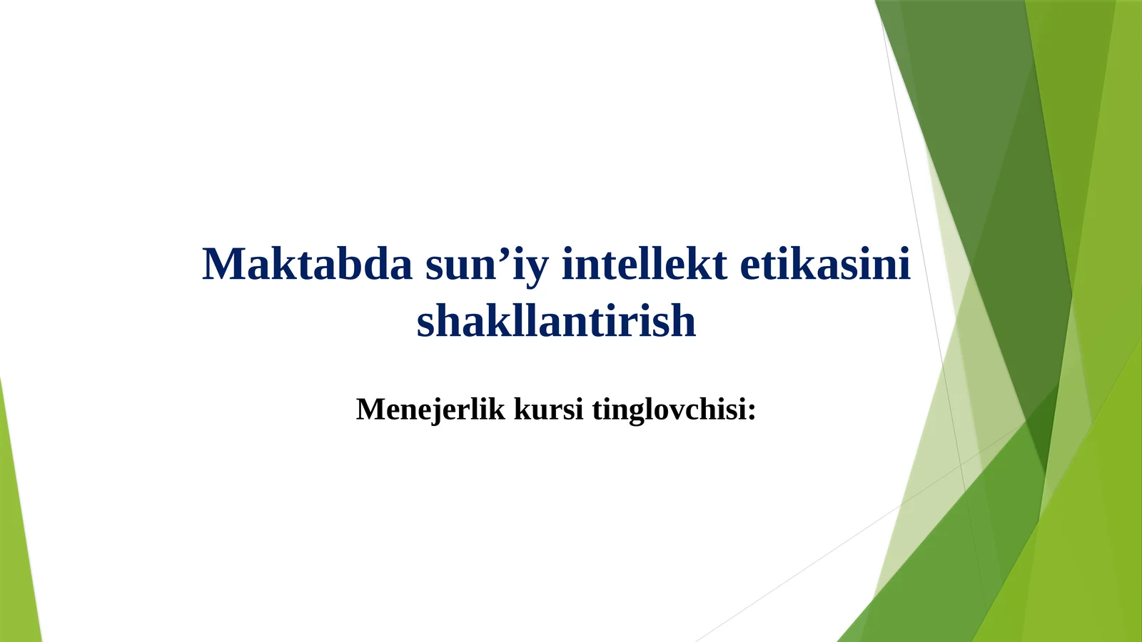 Sun’iy Intellekt Tashkilotchasini Shakllantirish