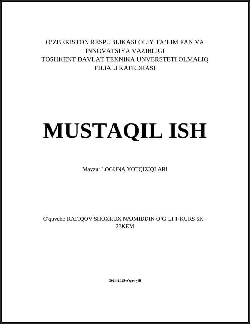 LOGUNA YOTQIZIQLARI