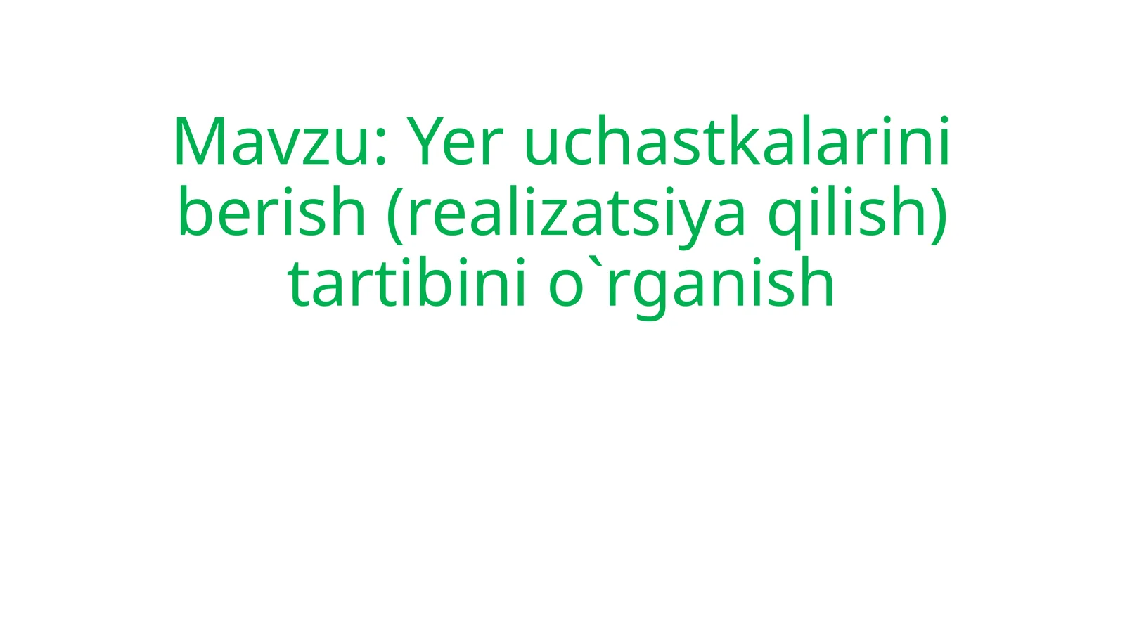 Yer uchastkalarini berish