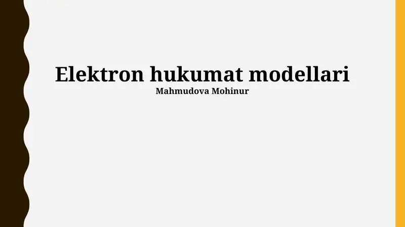 Elektron hukumat modellari