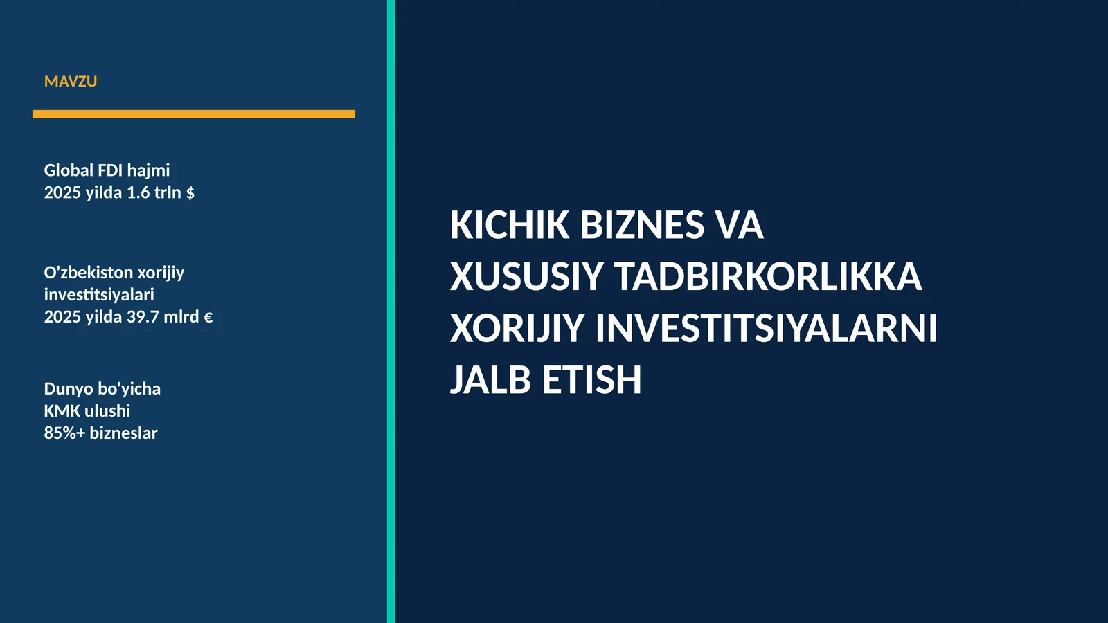 XORIJIY INVESTITSIYALARNI JALB ETISH