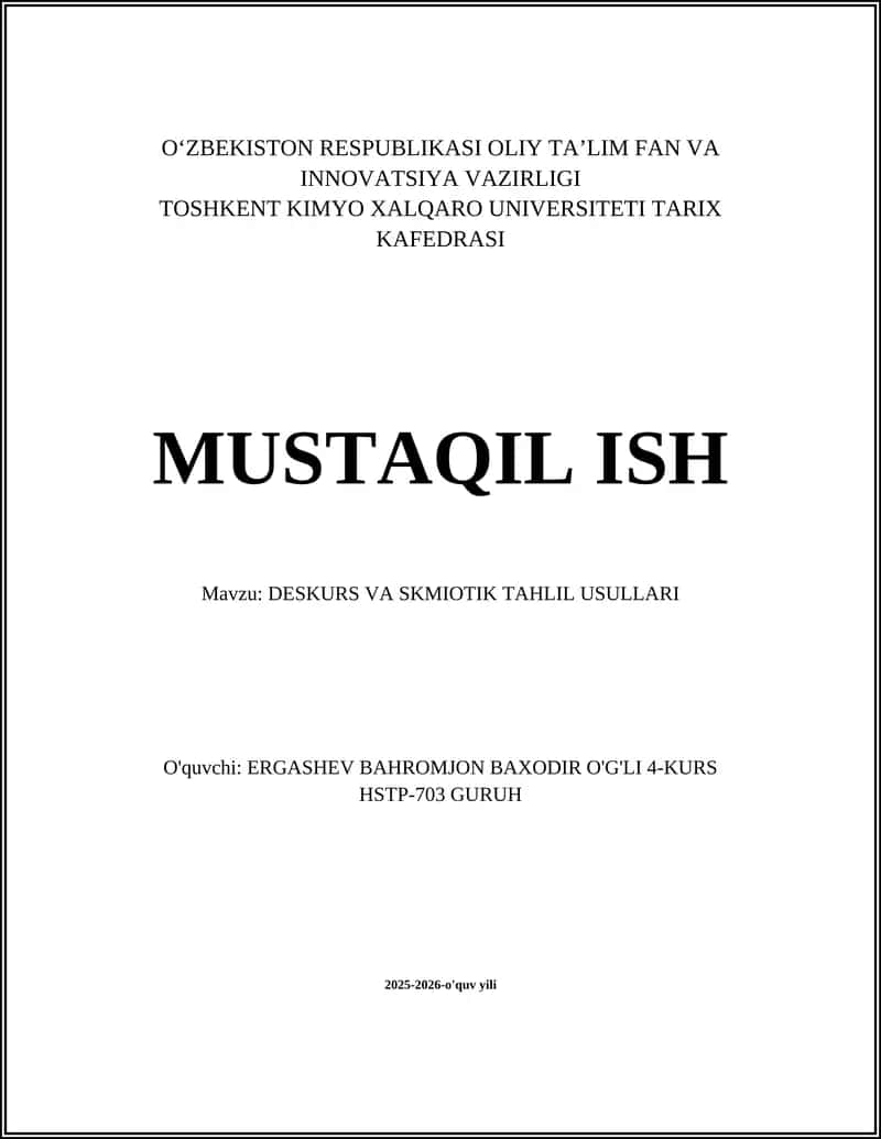 DESKURS VA SKMIOTIK TAHLIL USULLARI