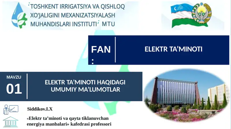 Elektrta’minoti va qayta tiklanuvchanenergiyamanbalari