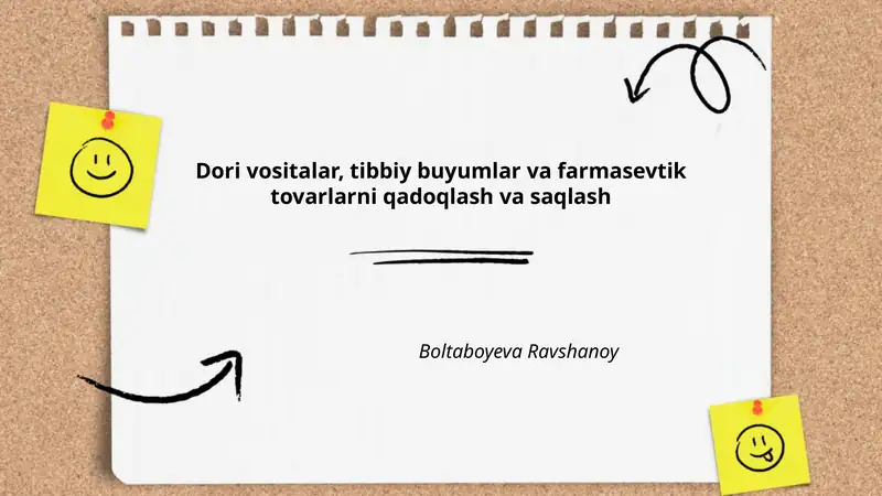 Dori vositalar, tibbiy buyumlar va farmasevtik tovarlarni qadoqlash va saqlash