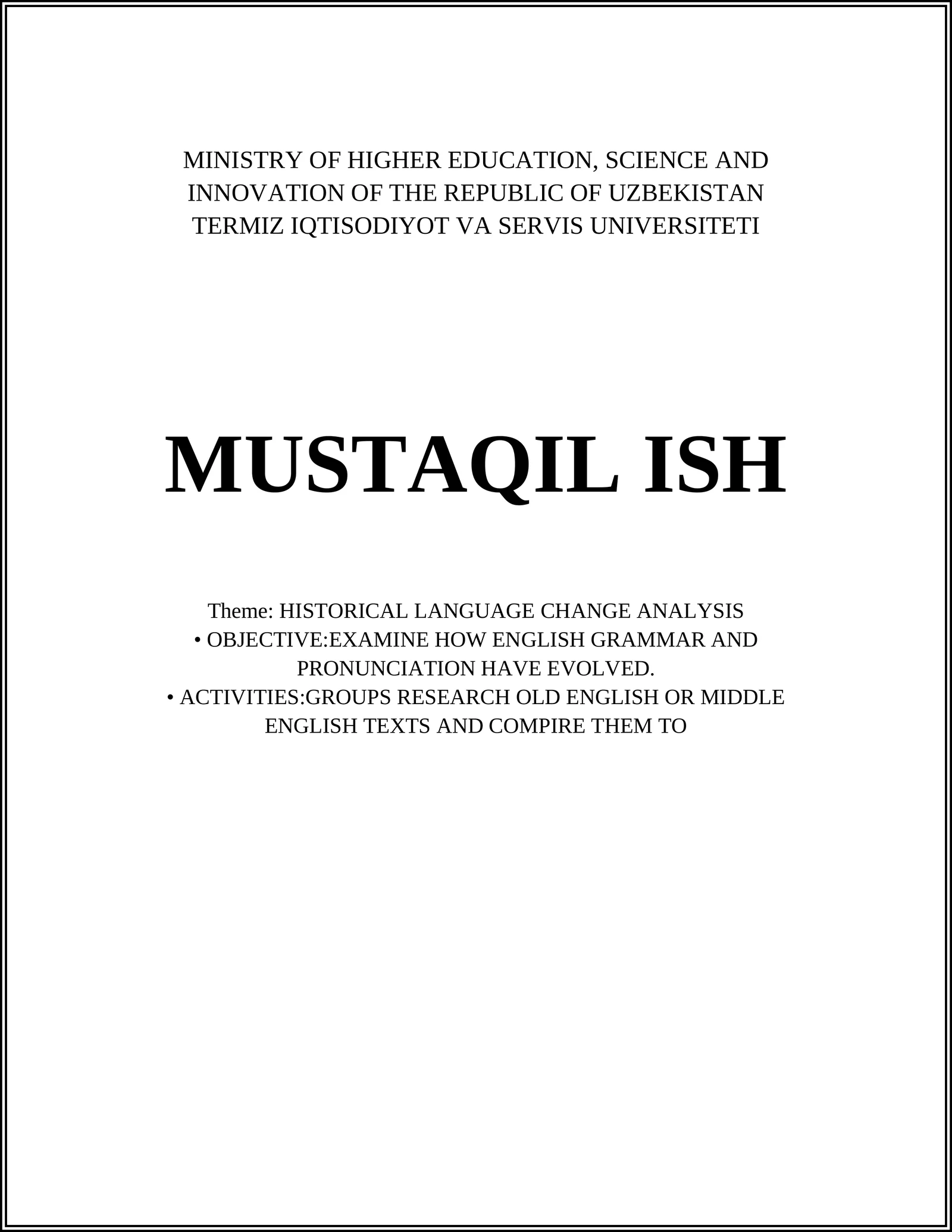 HISTORICAL LANGUAGE CHANGE ANALYSIS