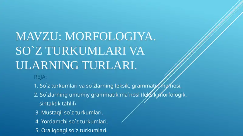 MUSTaqil so`z turkumlari