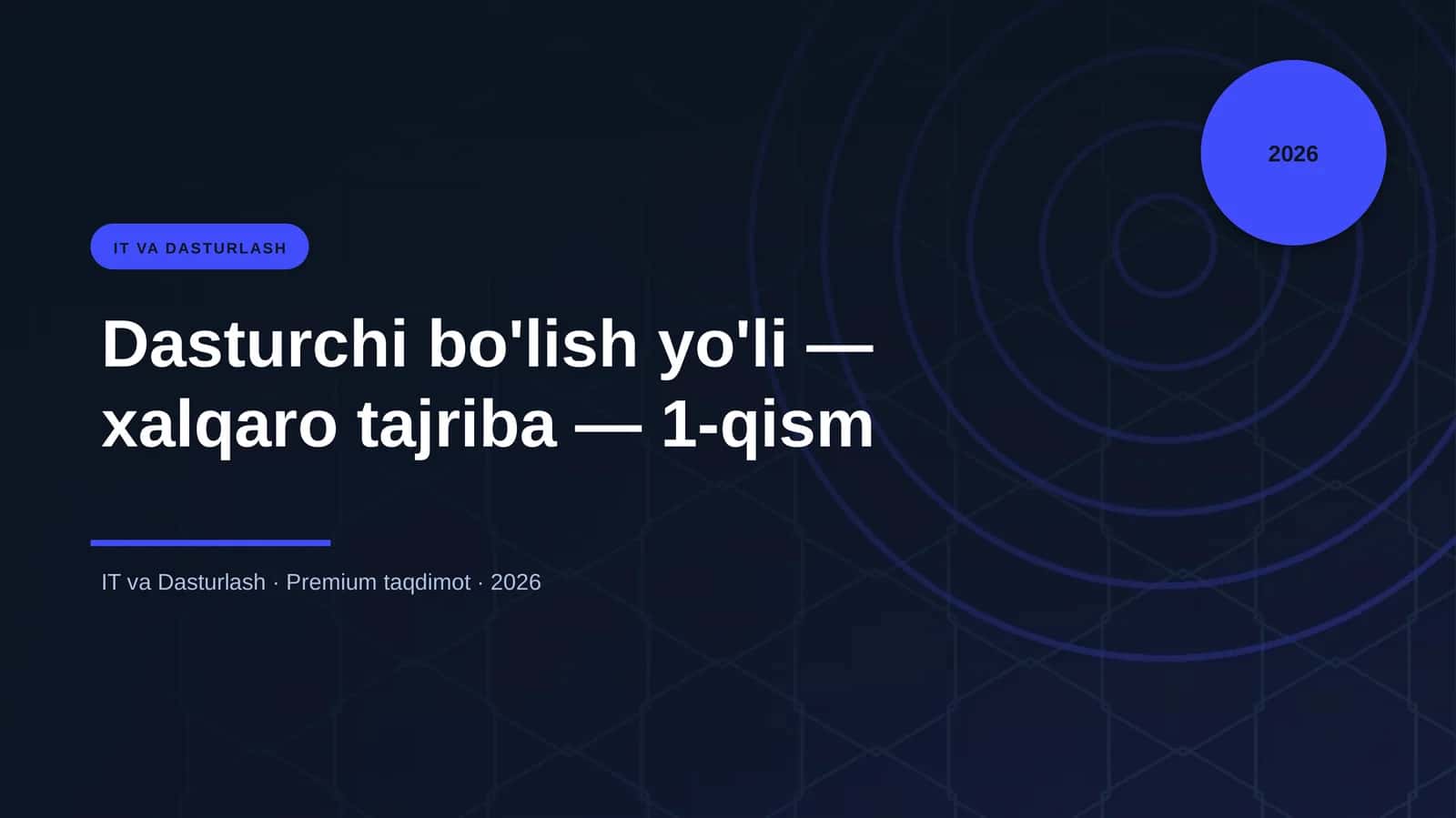 Dasturchi bo'lish yo'li — xalqaro tajriba — 1-qism