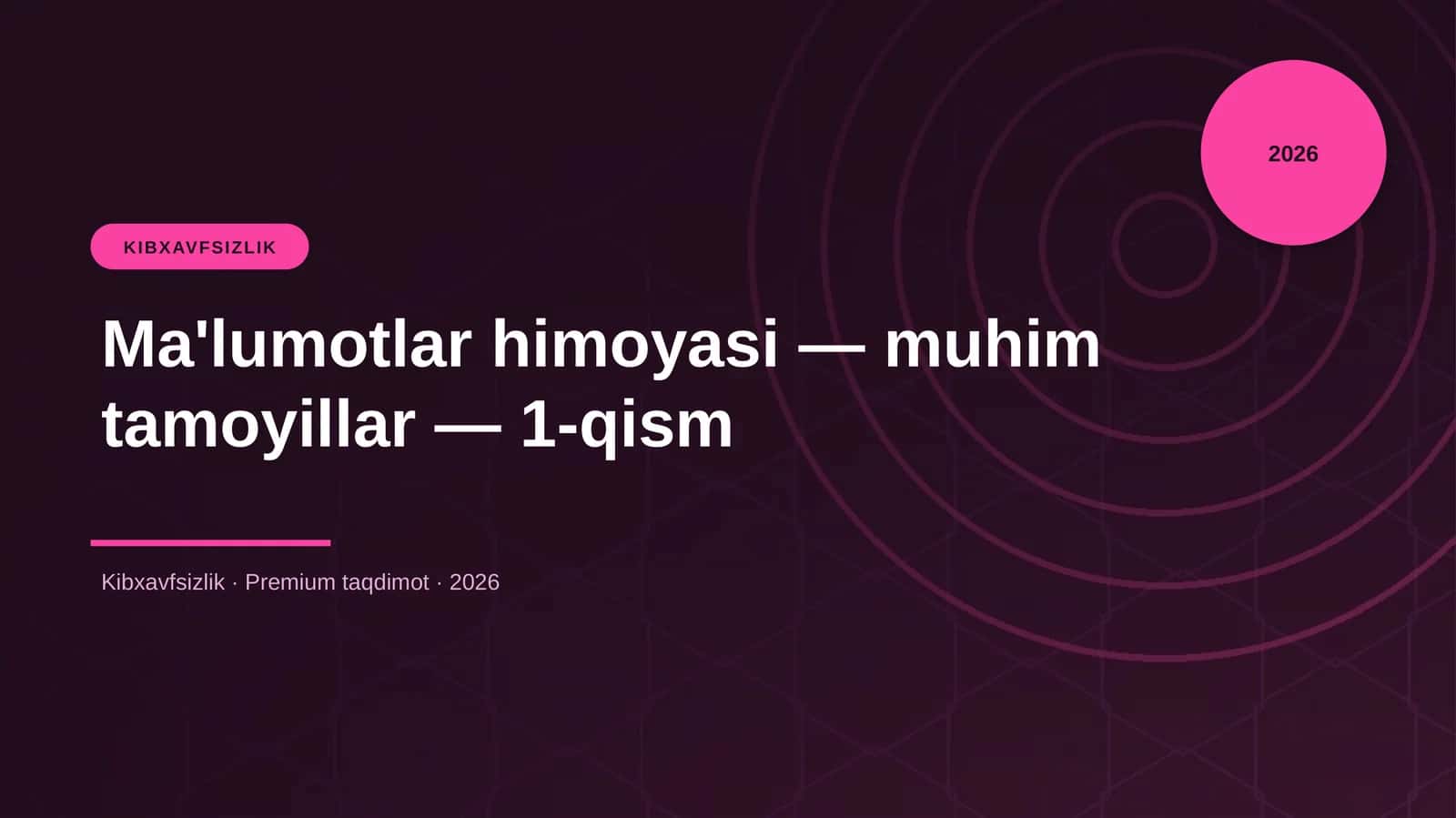 Ma'lumotlar himoyasi — muhim tamoyillar — 1-qism