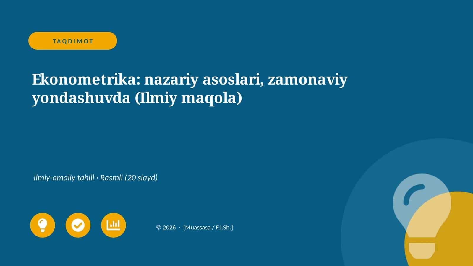 Ekonometrika: nazariy asoslari, zamonaviy yondashuvda (Ilmiy maqola)