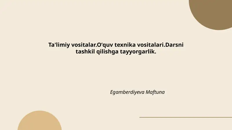 Taʼlimiy Vositalar va O'quv Texnika Vositalari