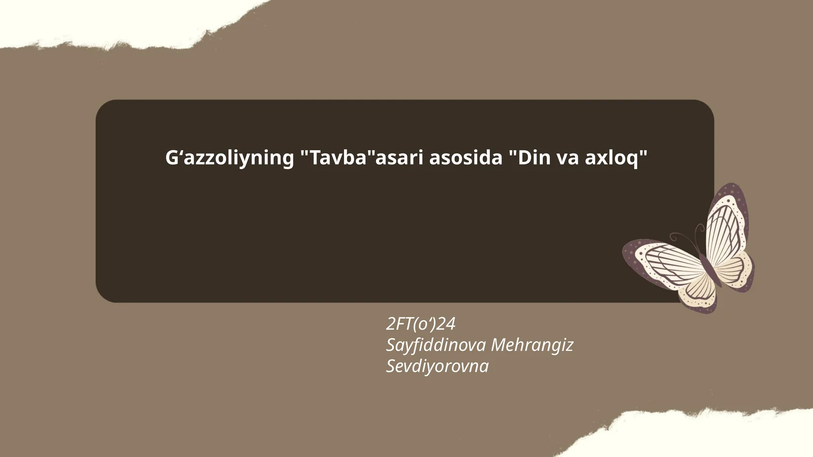 Tavba va islomning axloqiy me'yorlari