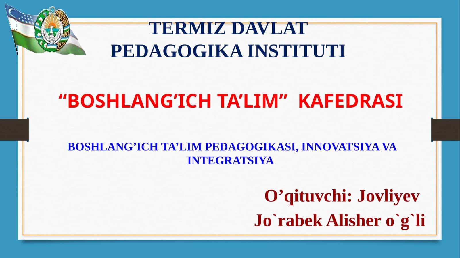 INTEGRATSIYALANGAN DARSLARNING SAMARADORLIGINI OSHIRISH OMILLARI
