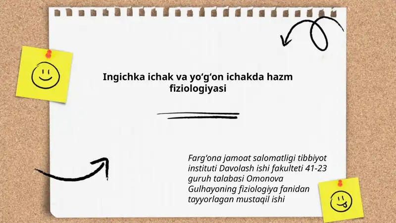 Ingichka ichak va yoʻgʻon ichakda hazm fiziologiyasi