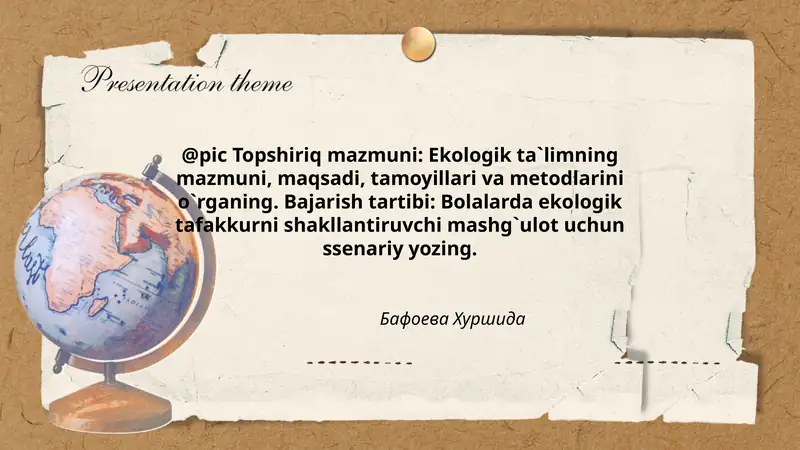 Ekologik ta`limning mazmuni