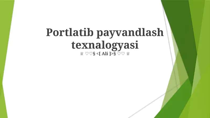 Portlatib payvandlash texnalogyasi