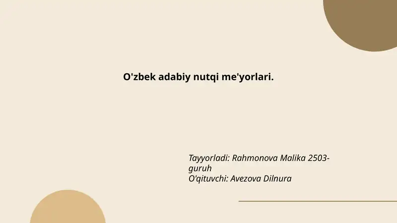 O'zbek adabiy nutqi me'yorlari