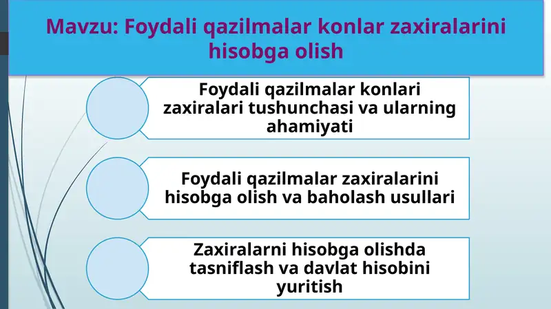 Foydali qazilmalar konlar zaxiralarini hisobga olish