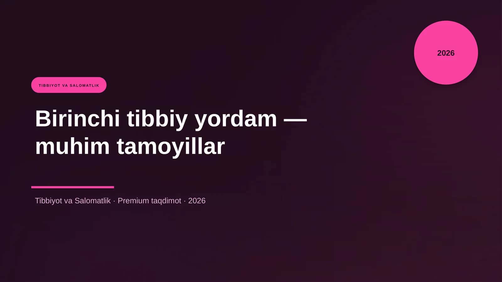 Birinchi tibbiy yordam — muhim tamoyillar