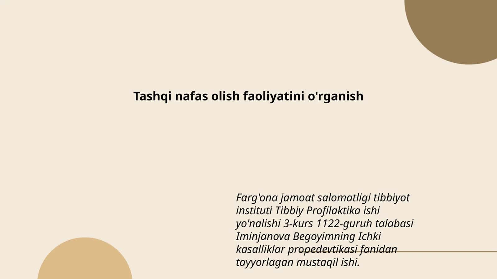 Tashqi nafas olish faoliyatini o'rganish