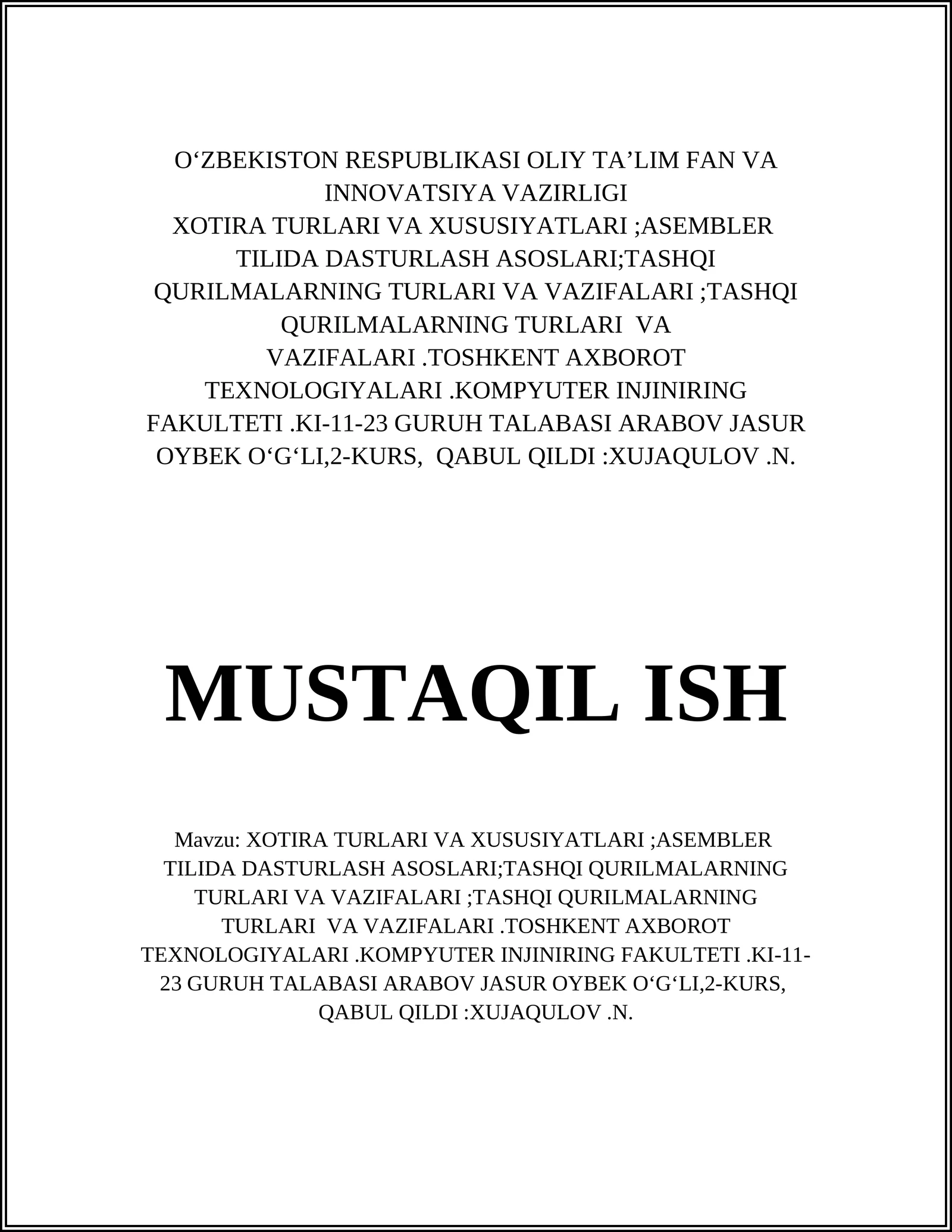 MUSTAQIL ISH