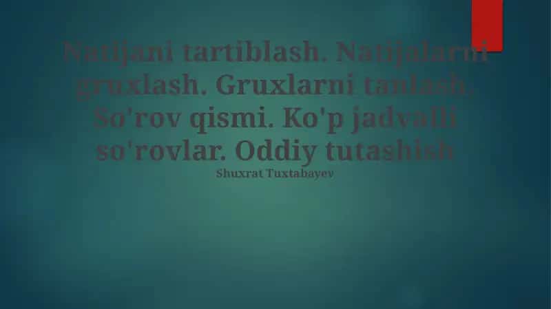 Natijani Tartiblash