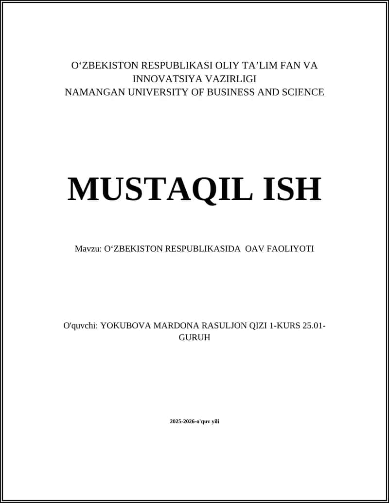 Oʻzbekiston Respublikasida OAV Faoliyoti