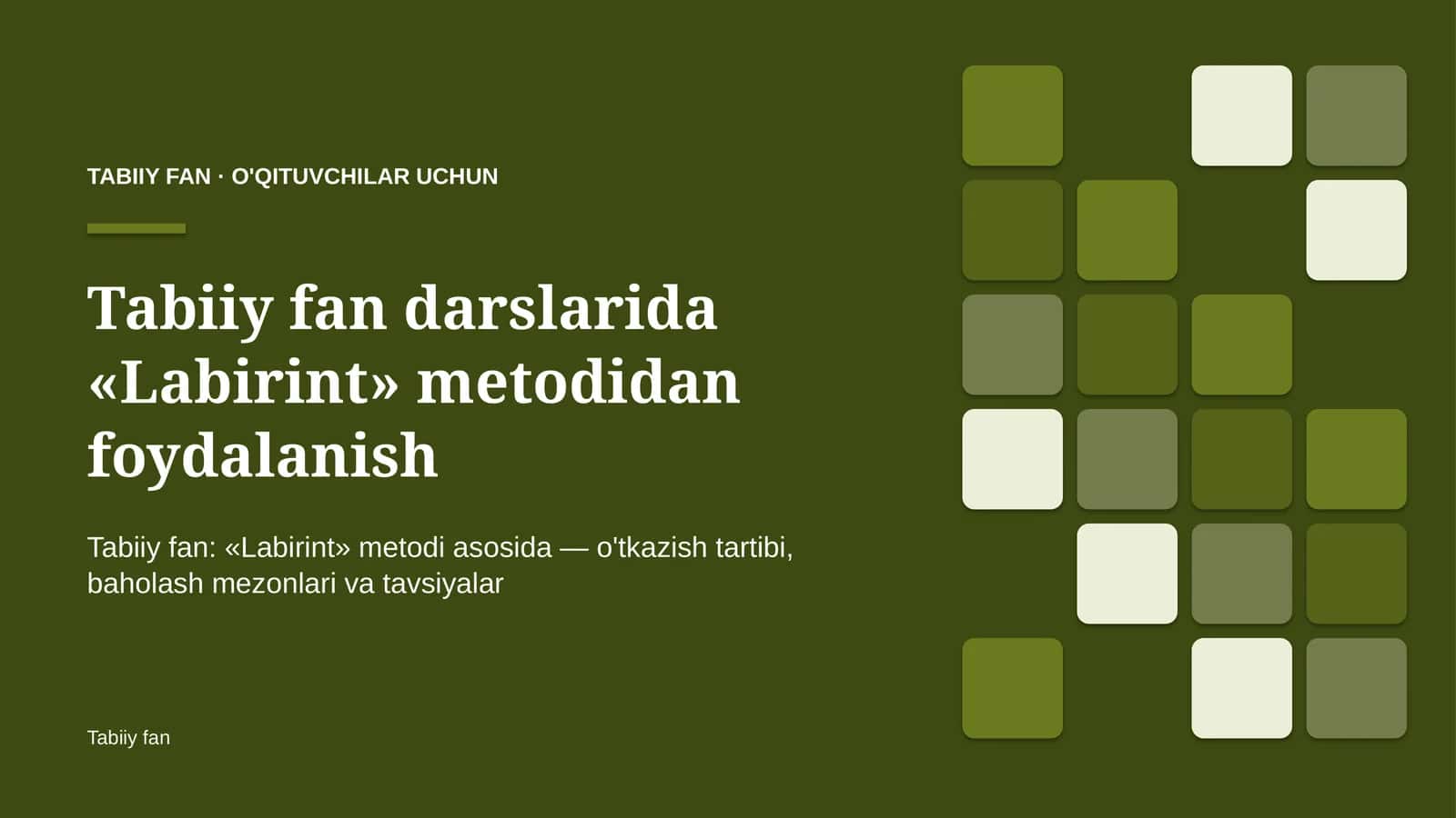 tabiiy fan darslarida labirint metodidan foydalanish 9470