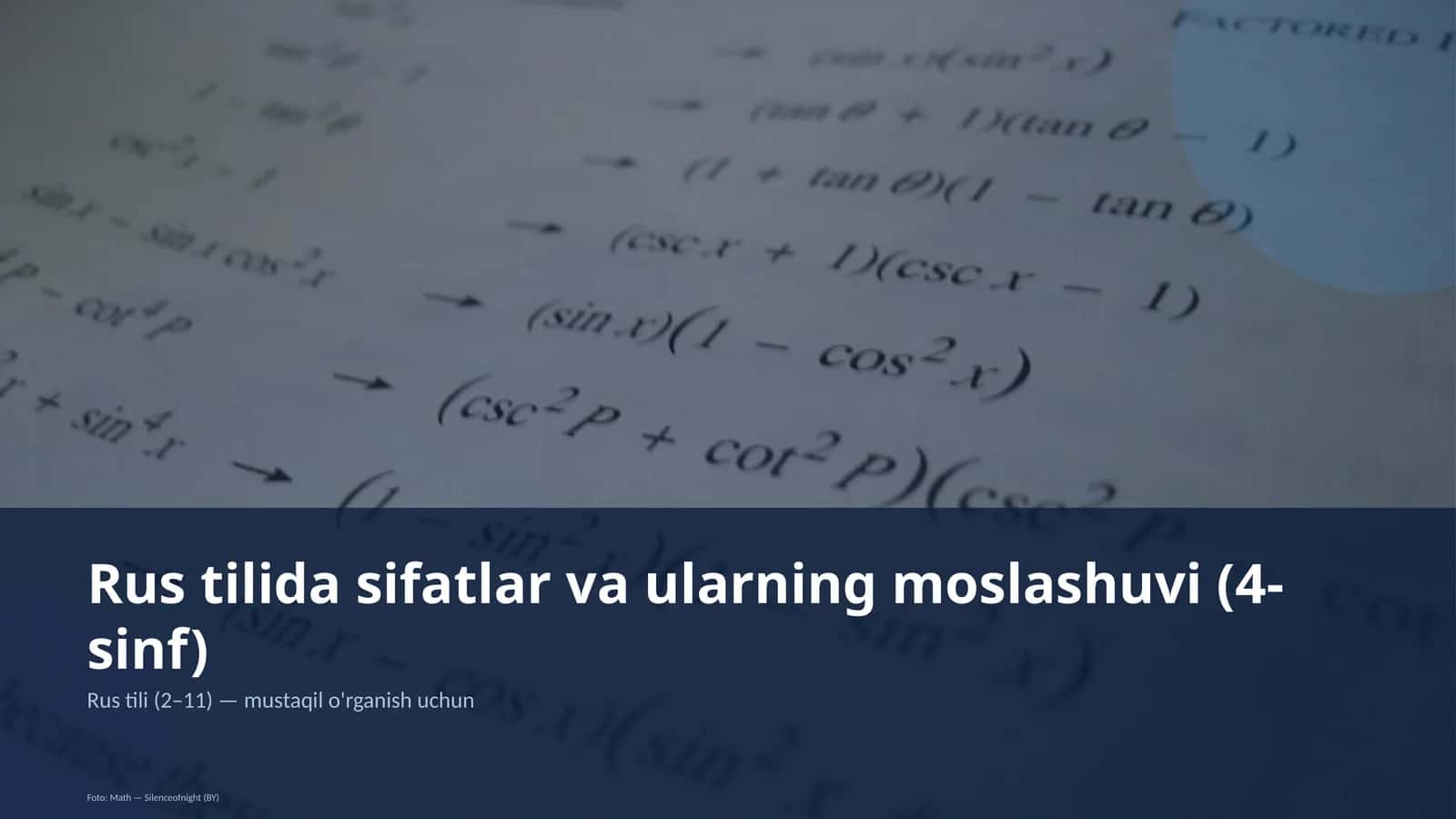 Rus tilida sifatlar va ularning moslashuvi (4-sinf)