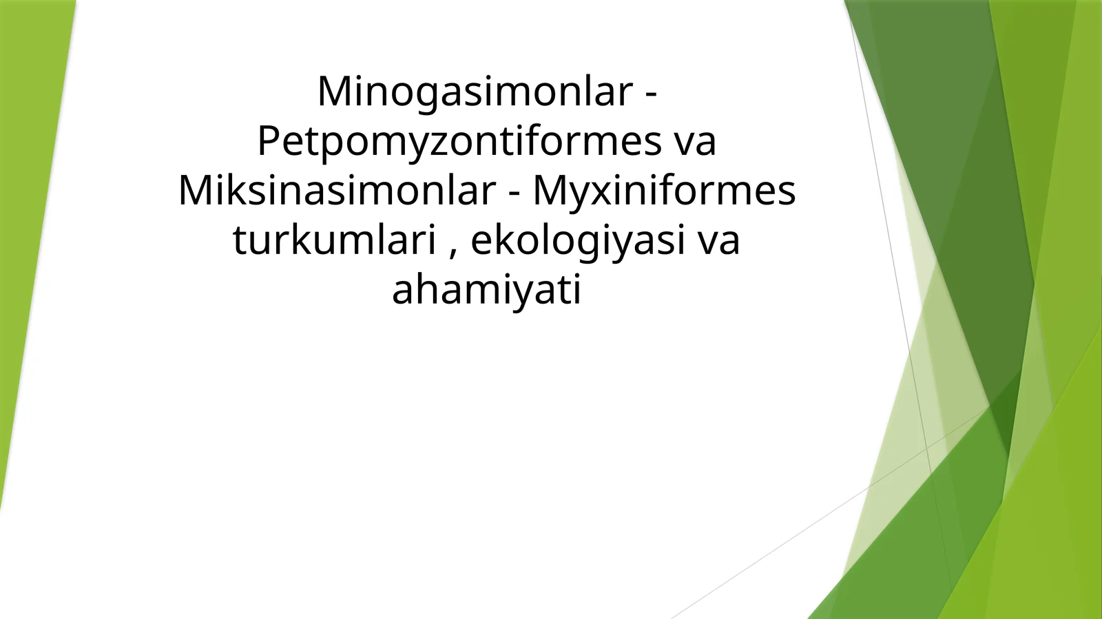 Minogasimonlar - Petpomyzontiformes va Miksinasimonlar - Myxiniformes turkumlari, ekologiyasi va ahmiyati