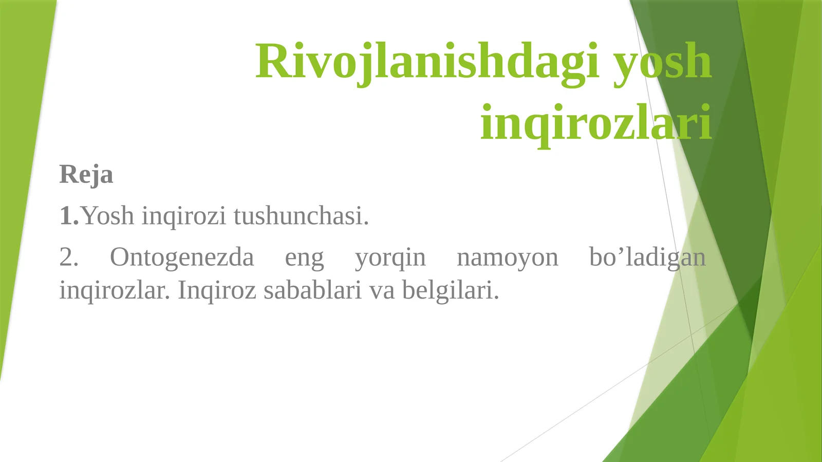 Rivojlanishdagi yosh inqirozlari