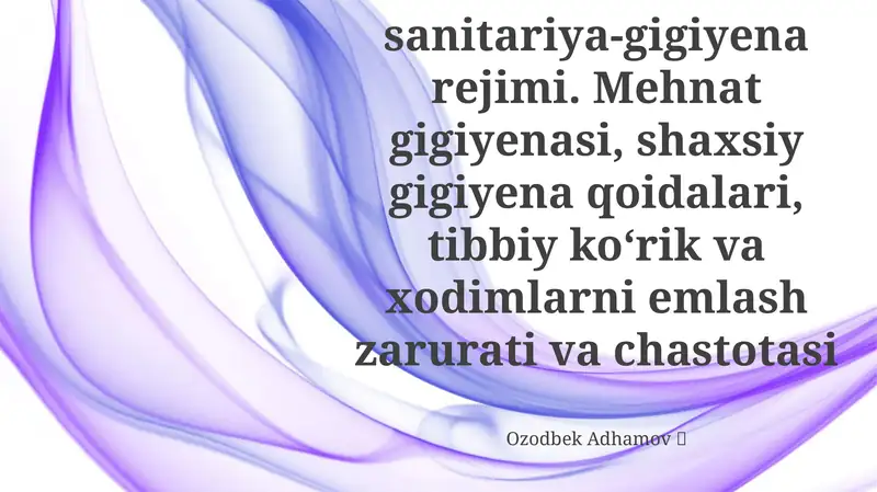 Kasbiy Sog'liqni Saqlash va Xavfsizlik
