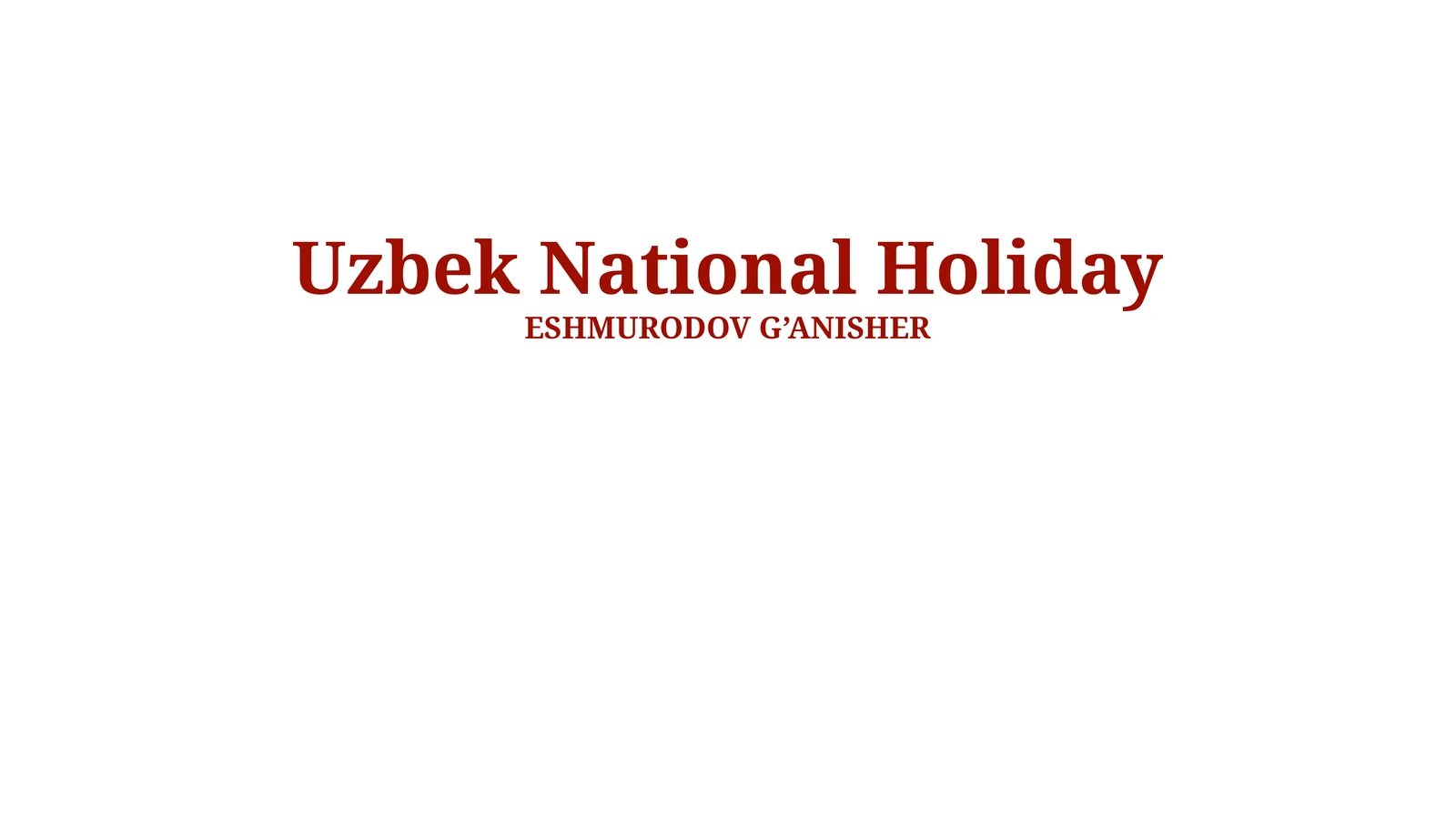Uzbek National Holiday