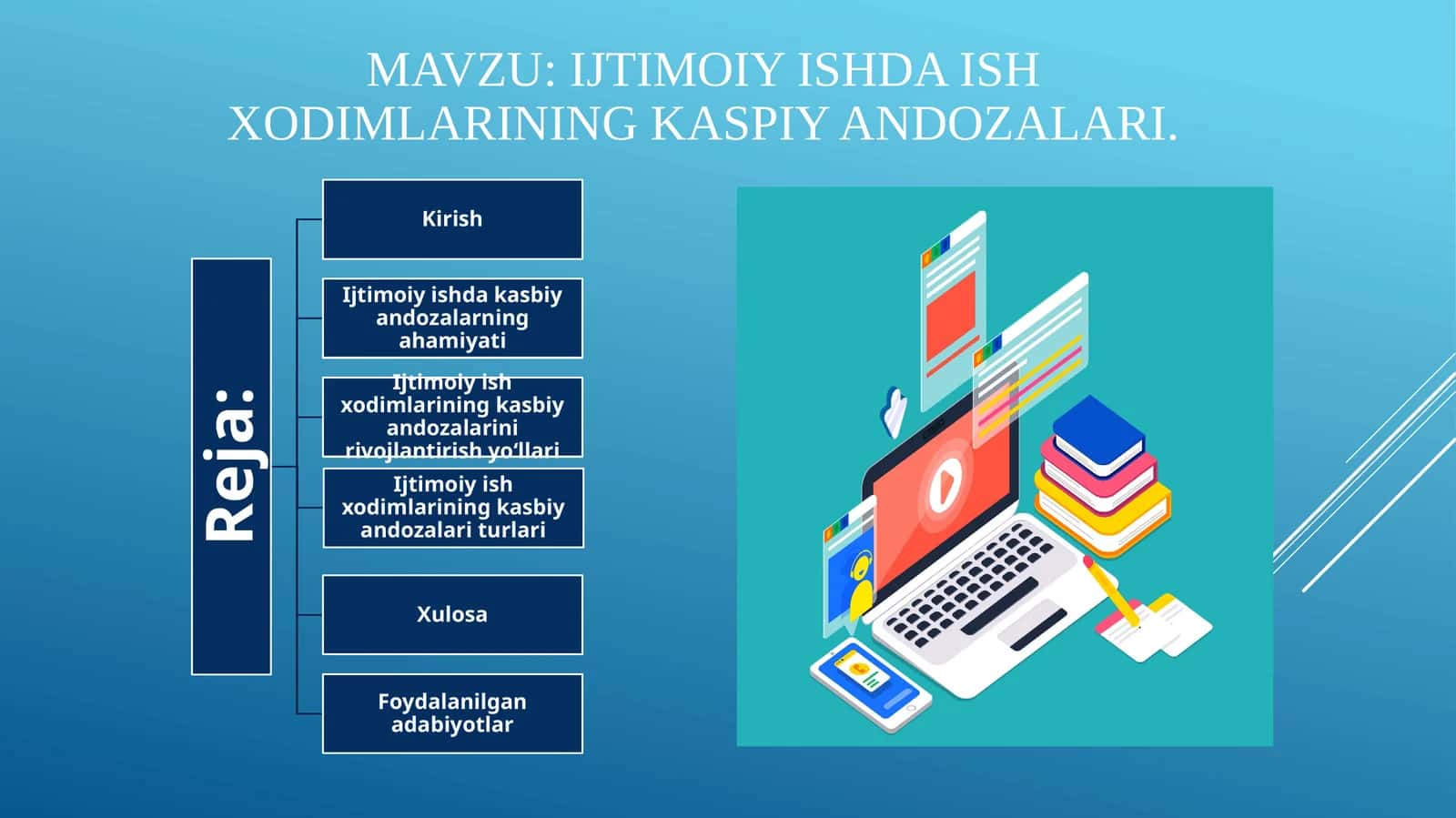 ijtimoiy ishda Ish xodimlarining kaspiy andozalari.