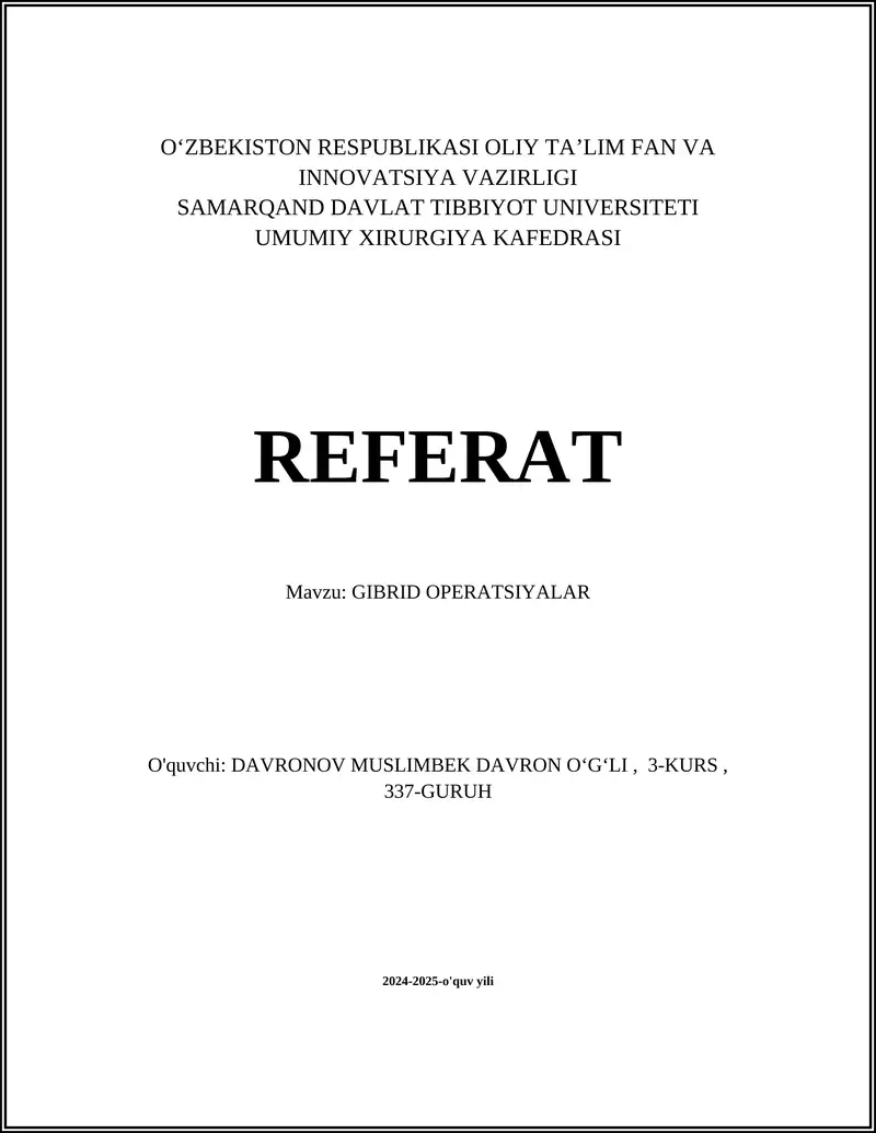 GIBRID OPERATSIYALAR