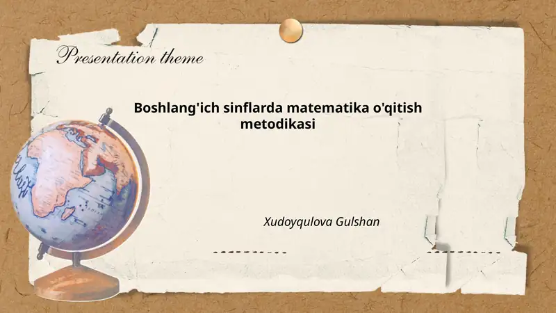 Boshlang'ich sinflarda matematika o'qitish metodikasi