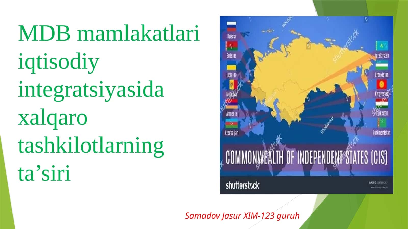 MDB mamlakatlari iqtisodiy integratsiyasida xalqaro tashkilotlarning ta’siri