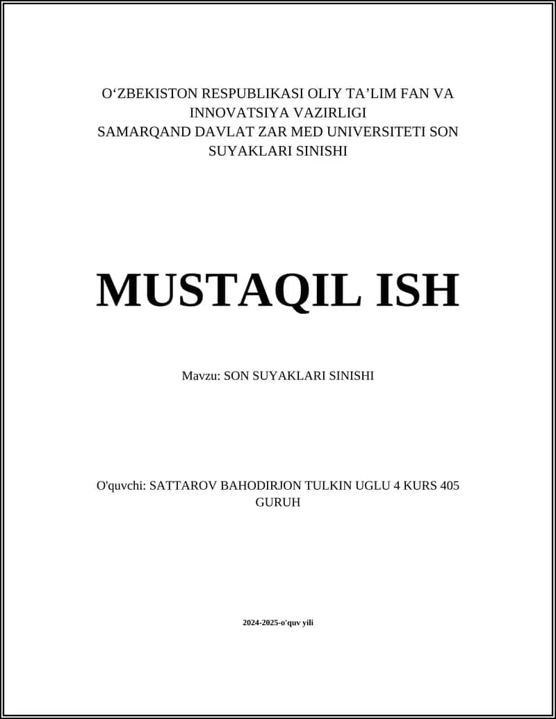 SON SUYAKLARI SINISHI